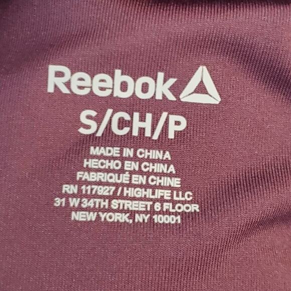 REEBOK logo blackberry wine high rise active athletic leggings size small NEW!!! - Picture 5 of 6